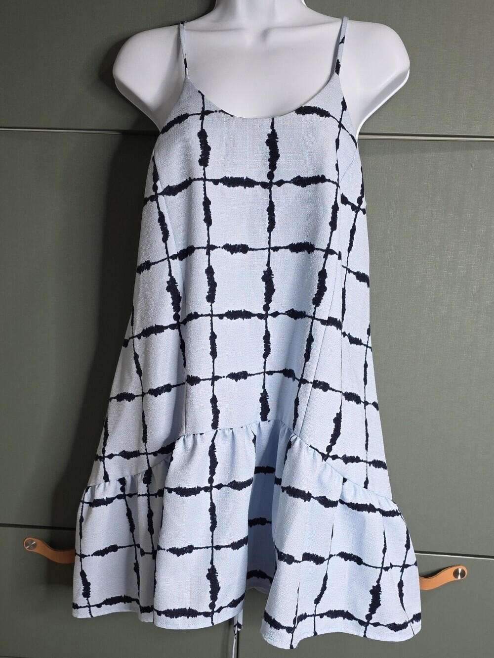 765. J.O.A. Box Checkered Babydoll Mini Dress (R1)